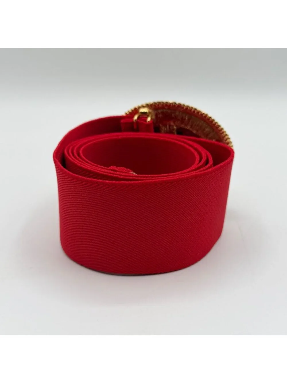 Vintage Day-Lor USA Red Stretch Belt Gold Tone Cabochon Buckle 42.5